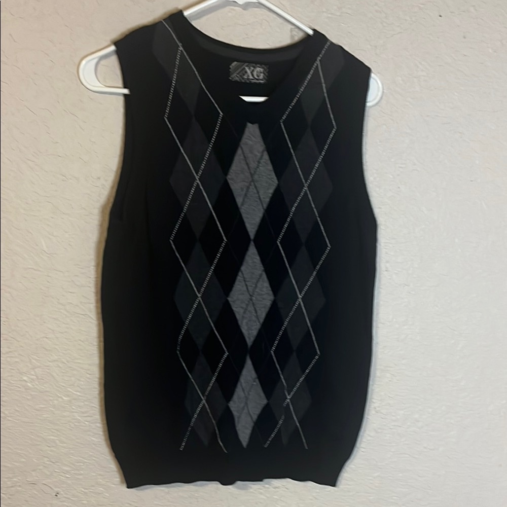 XG Men's Black Argyle Sweater Vest